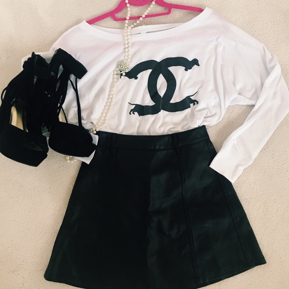 Pleather zippered skirt
